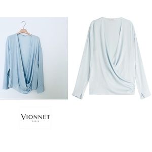 Vionnet Paris front draping silk blouse
